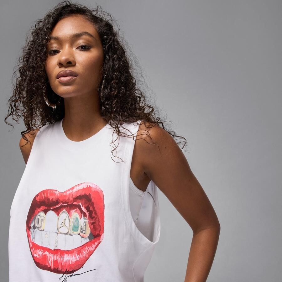 Jordan Flight mouwloos T-shirt met graphic voor dames Wit - Foto 2