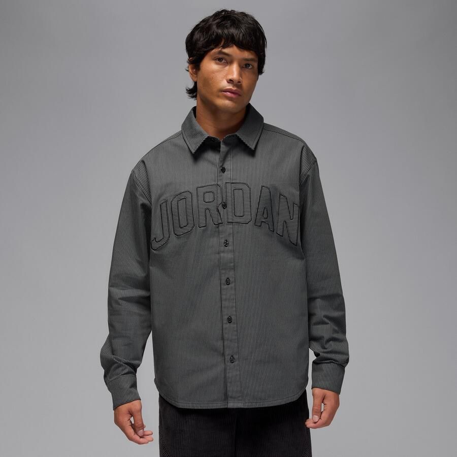 Jordan Flight Oxford-overhemd met lange mouwen voor heren Zwart - Foto 4