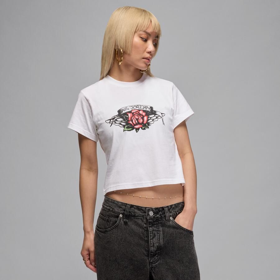 Jordan Flight T-shirt met aansluitende pasvorm en graphic voor dames Wit - Foto 4