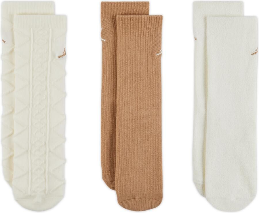 Jordan Holiday '25 cadeauset met Crew sokken voor kids (3 paar) Bruin
