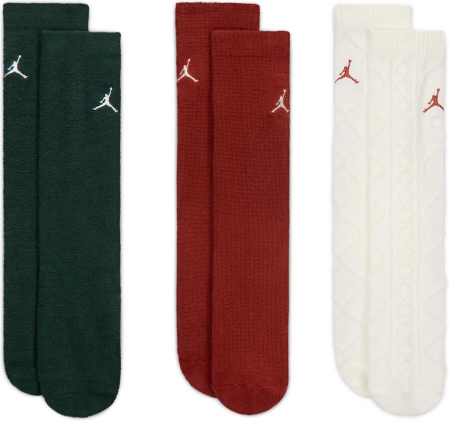 Jordan Holiday '25 cadeauset met Crew sokken voor kids (3 paar) Wit