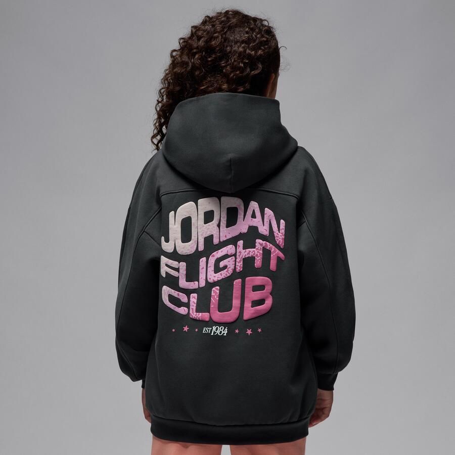 Jordan Jumpman Club oversized hoodie met satijn voor kids Zwart