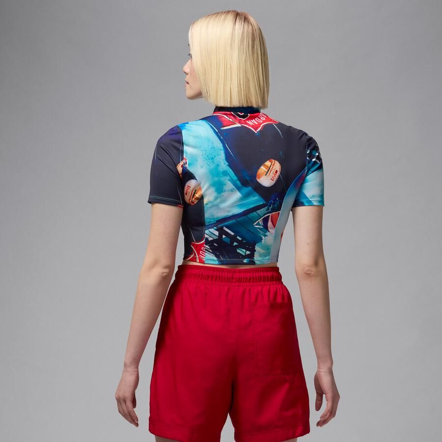 Jordan knit croptop met korte mouwen en print voor dames Wit