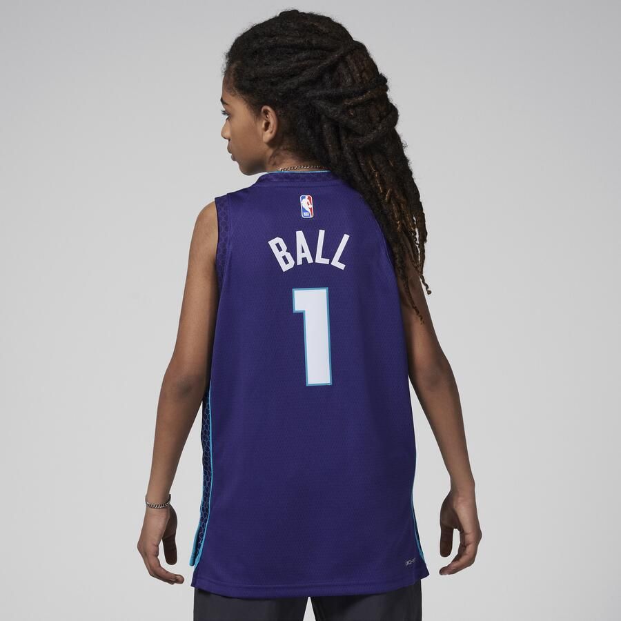 Jordan LaMelo Ball Charlotte Hornets Statement Edition Swingman NBA-jersey met Dri-FIT voor kids Paars - Foto 4