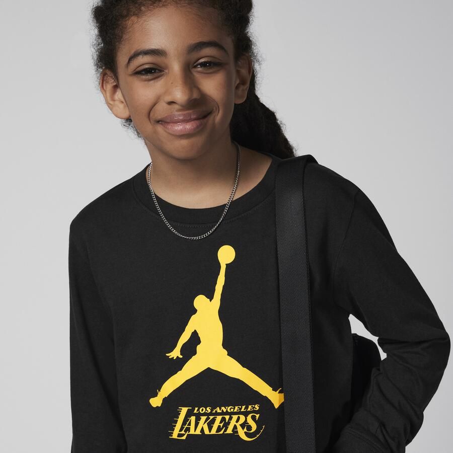 Jordan Los Angeles Lakers Essential NBA-shirt met lange mouwen voor jongens Zwart