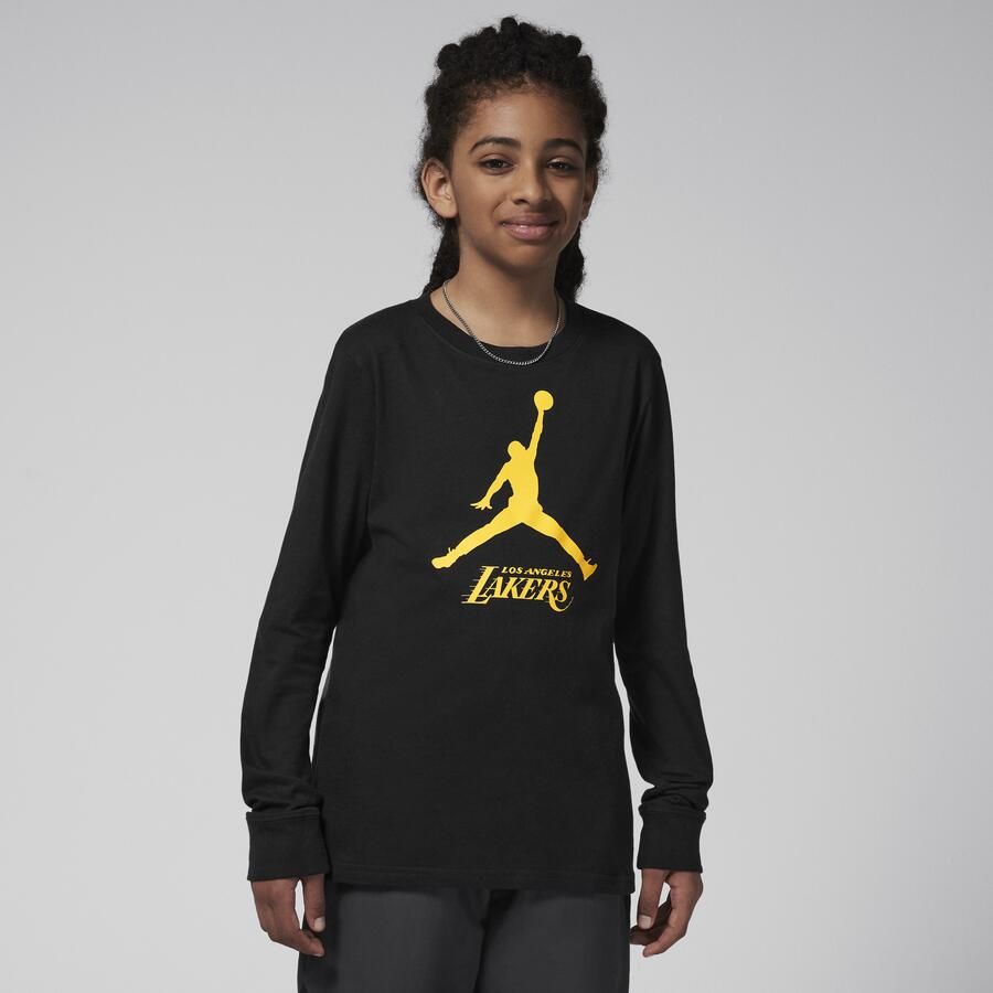 Jordan Los Angeles Lakers Essential NBA-shirt met lange mouwen voor jongens Zwart - Foto 3