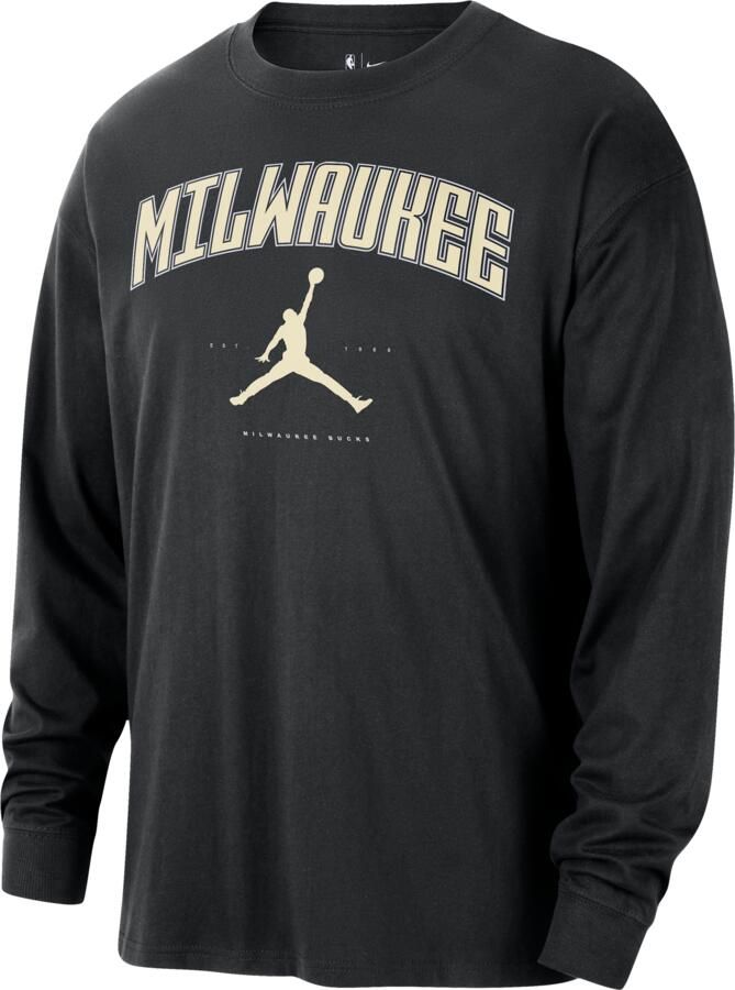 Jordan Milwaukee Bucks Essential NBA-herenshirt met lange mouwen Zwart - Foto 2