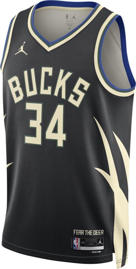Jordan Milwaukee Bucks Statement Edition Swingman Dri-FIT NBA jersey voor heren Zwart - Foto 4