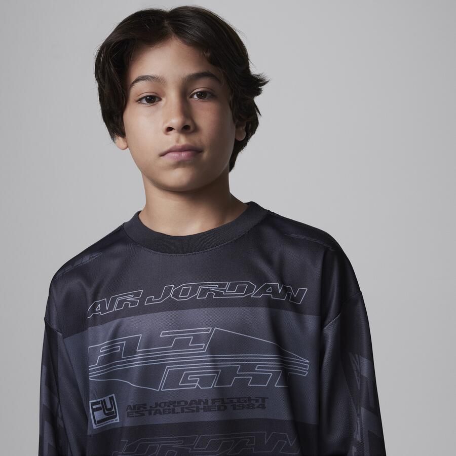 Jordan MVP motorsport T-shirt van jersey met Dri-FIT met lange mouwen voor kids Zwart