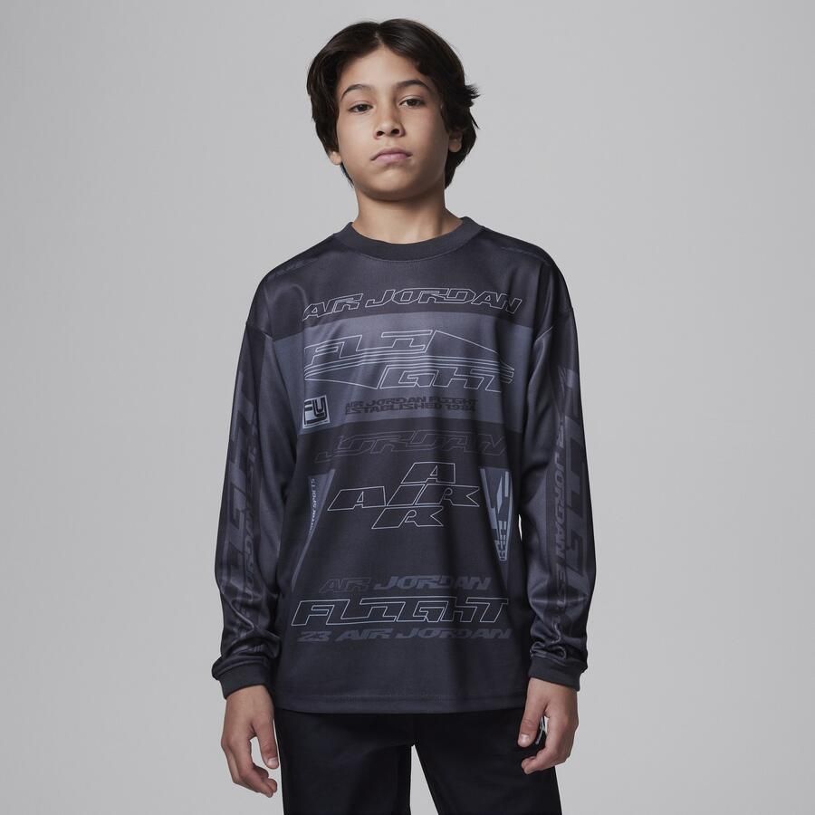 Jordan MVP motorsport T-shirt van jersey met Dri-FIT met lange mouwen voor kids Zwart - Foto 3