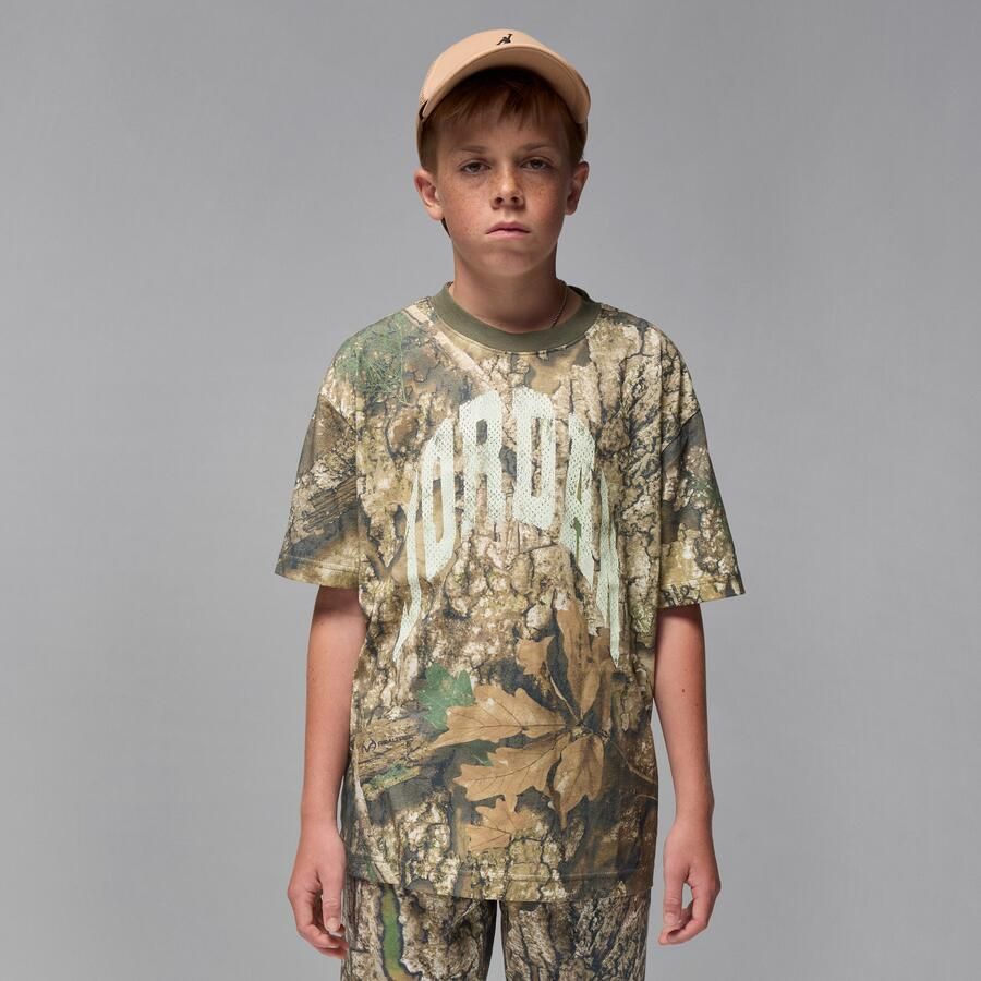 Jordan MVP T-shirt met verweerd tekstlogo voor kids Groen - Foto 4