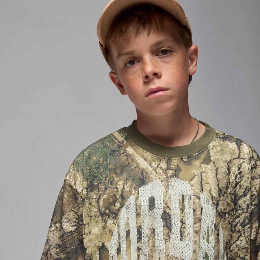 Jordan MVP T-shirt met verweerd tekstlogo voor kids Groen - Foto 2