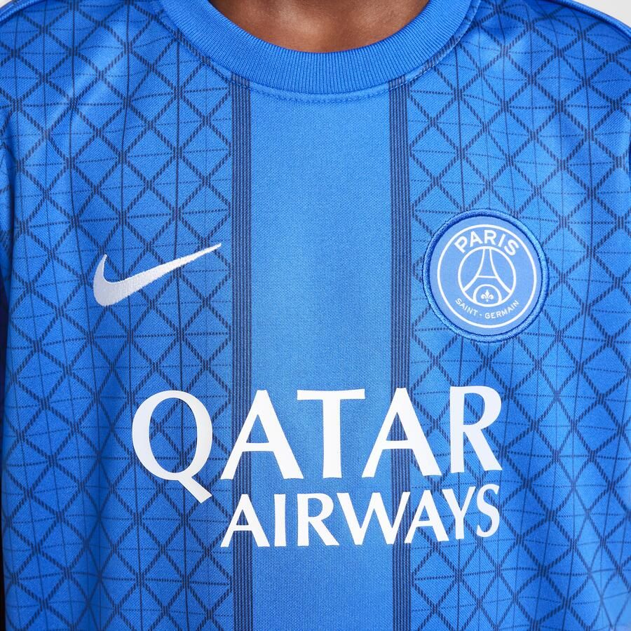 Jordan Paris Saint-Germain Academy Pro Thuis Dri-FIT voetbalwarming-uptop met korte mouwen voor kids Blauw
