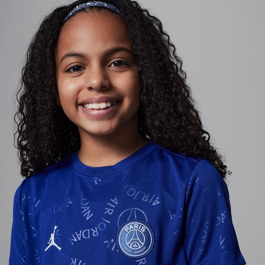 Jordan Paris Saint-Germain Academy Pro Vierde Dri-FIT warming-uptop met korte mouwen voor kids Blauw