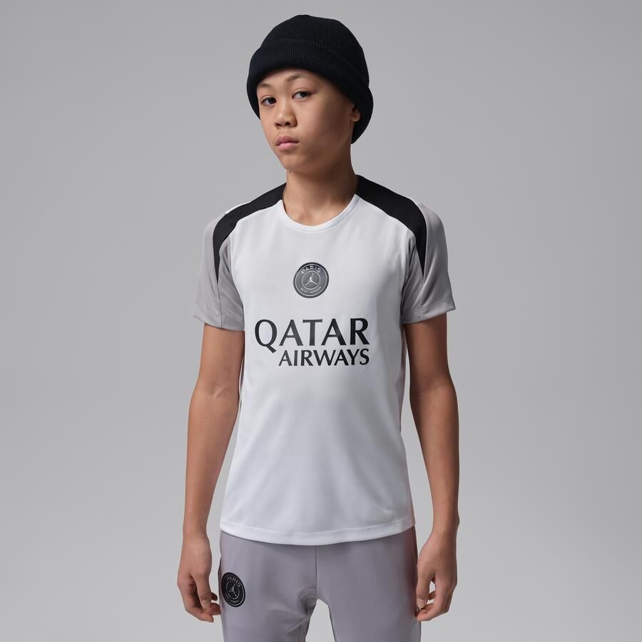 Jordan Paris Saint-Germain Strike Night Edition Dri-FIT knit voetbaltop met korte mouwen voor kids Wit