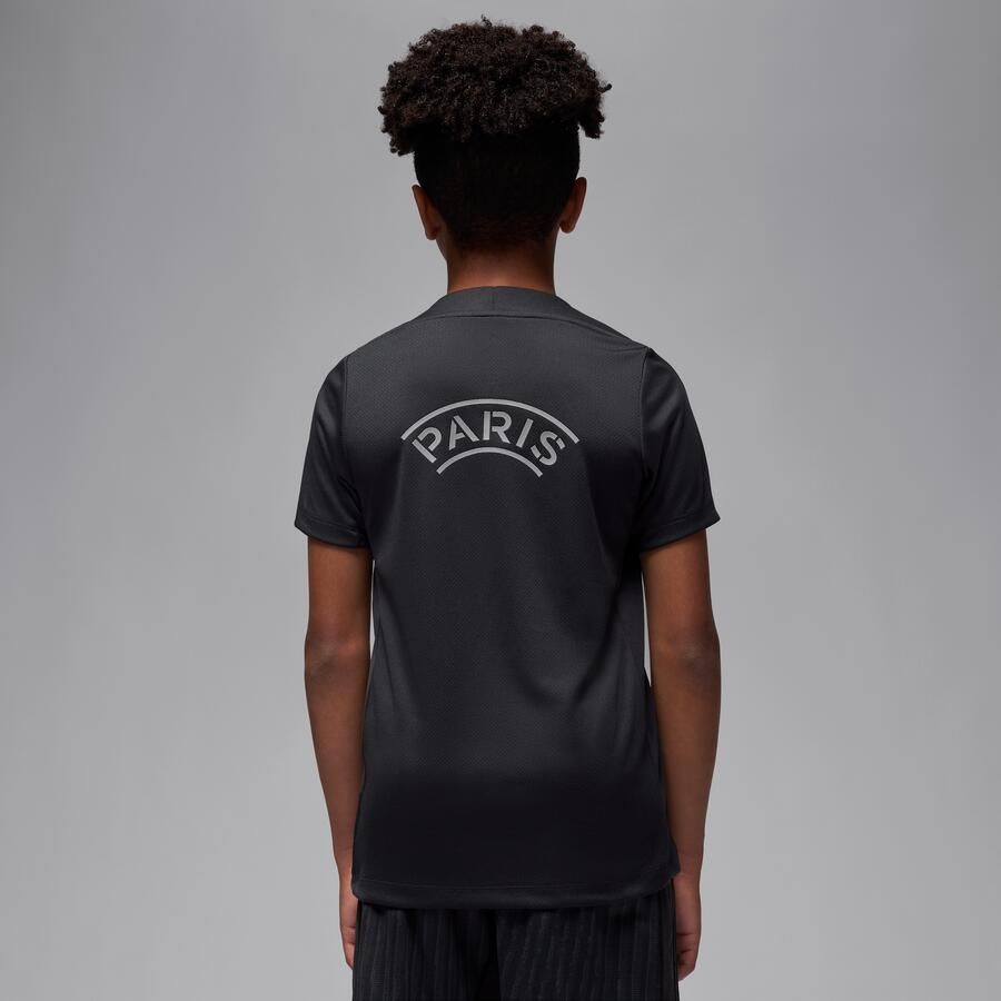 Jordan Paris Saint-Germain Strike Vierde Dri-FIT voetbaltop met korte mouwen voor kids Zwart