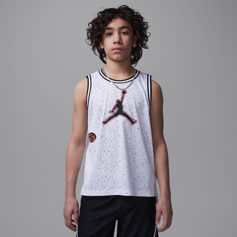Jordan Playoff gespikkelde jersey voor kids Wit - Foto 4