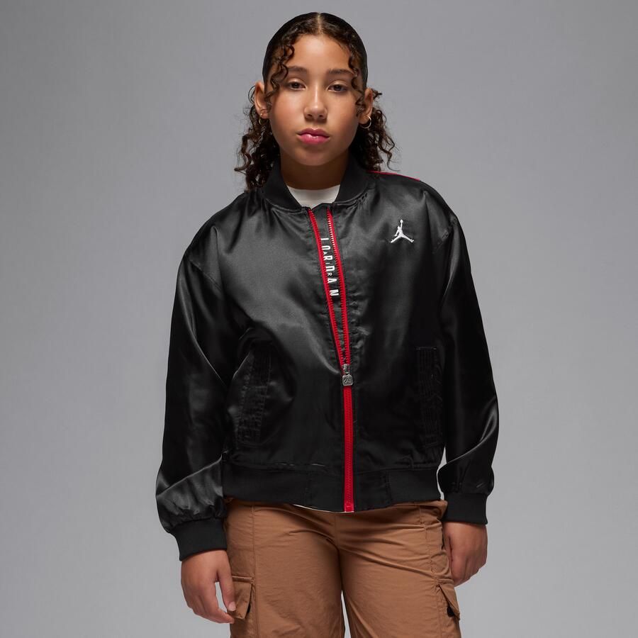 Jordan satijnen bomberjack met kleurvlakken voor kids Zwart - Foto 4