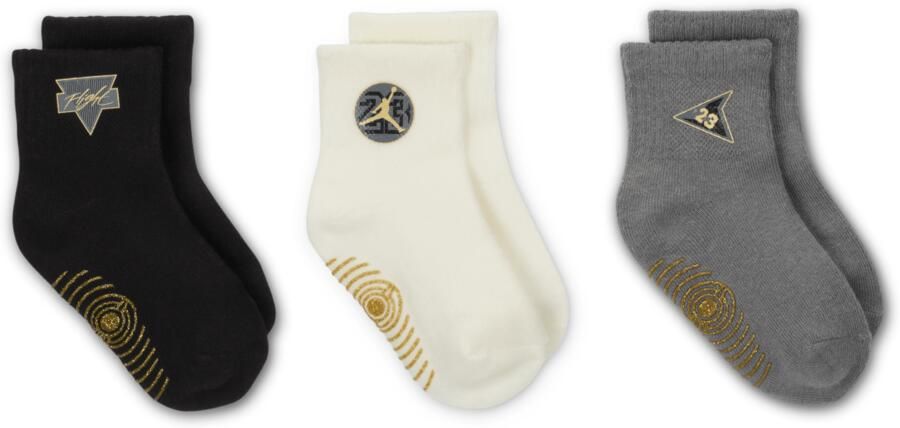 Jordan See Me Shine sokken met anti-slip voor baby's (12-24 maanden 3 paar) Zwart - Foto 3