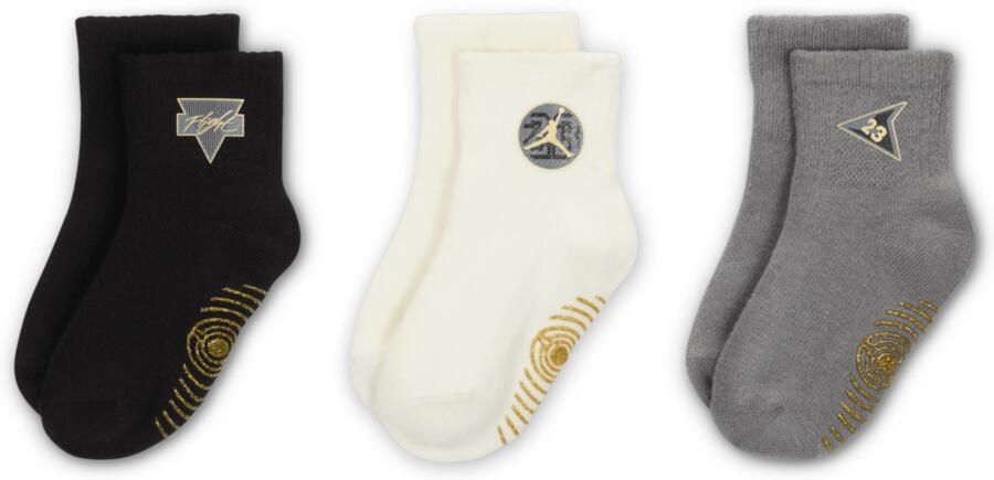Jordan See Me Shine sokken met anti-slip voor baby's (12-24 maanden 3 paar) Zwart - Foto 2
