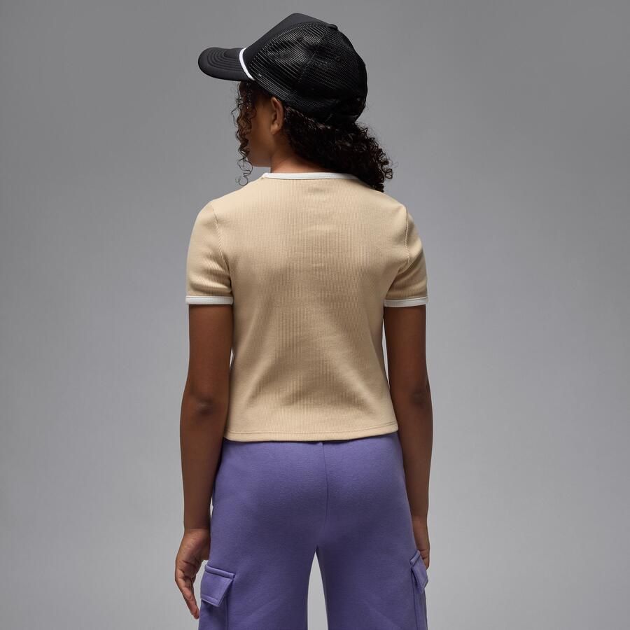 Jordan semi-gecropte geribbelde T-shirt voor kids Bruin