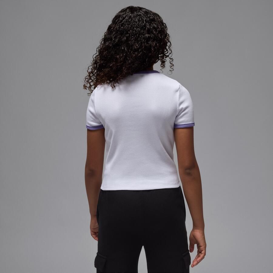 Jordan semi-gecropte geribbelde T-shirt voor kids Wit