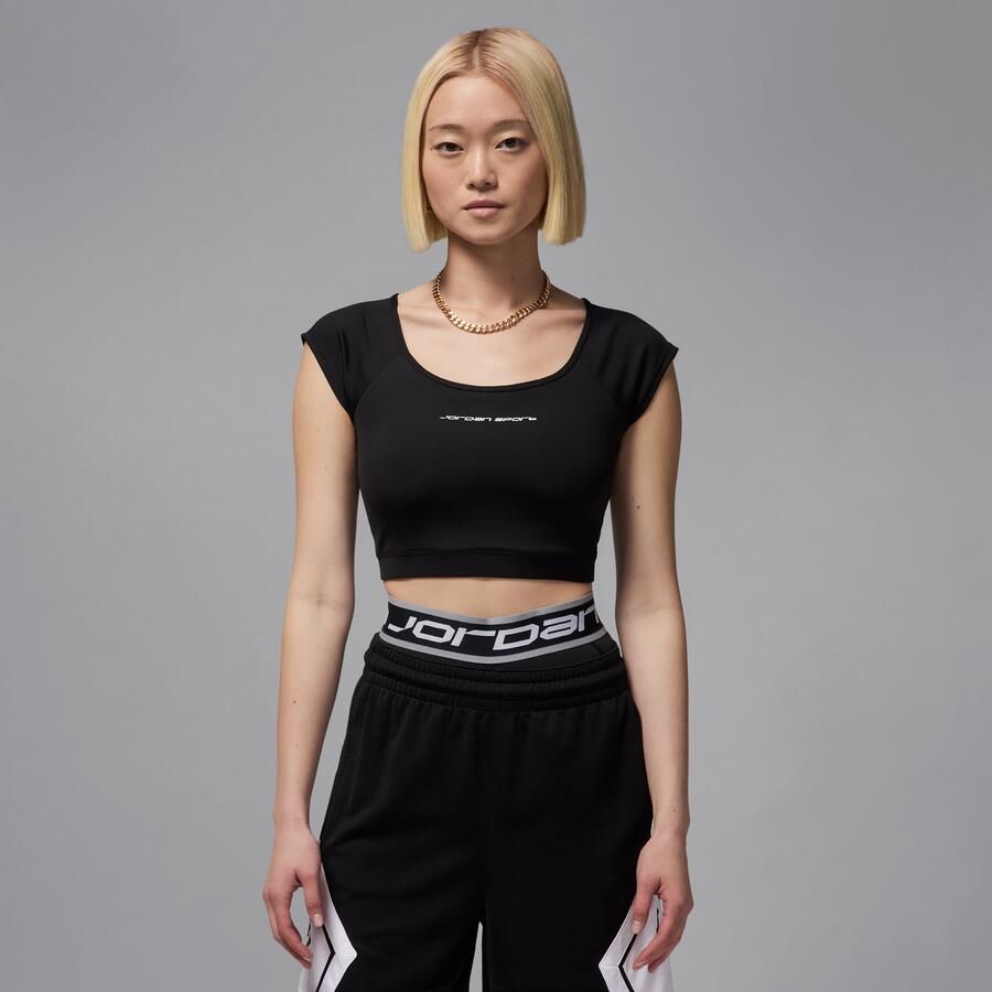 Jordan Sport korte knit damestop met korte mouwen Zwart - Foto 4