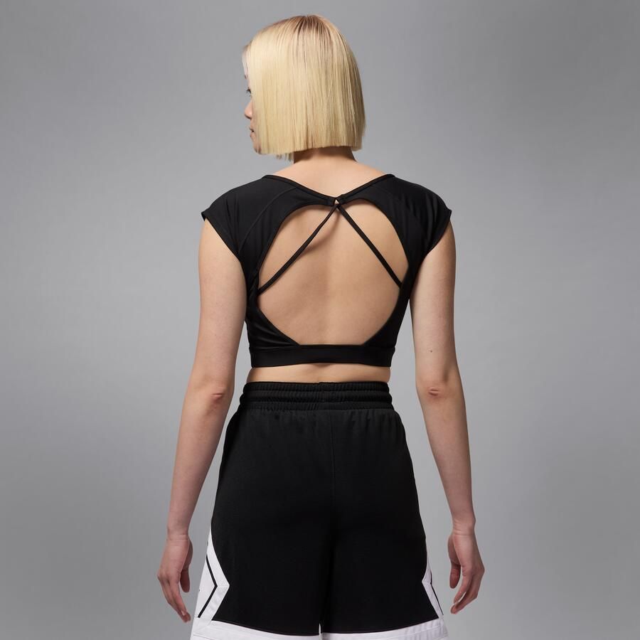 Jordan Sport korte knit damestop met korte mouwen Zwart