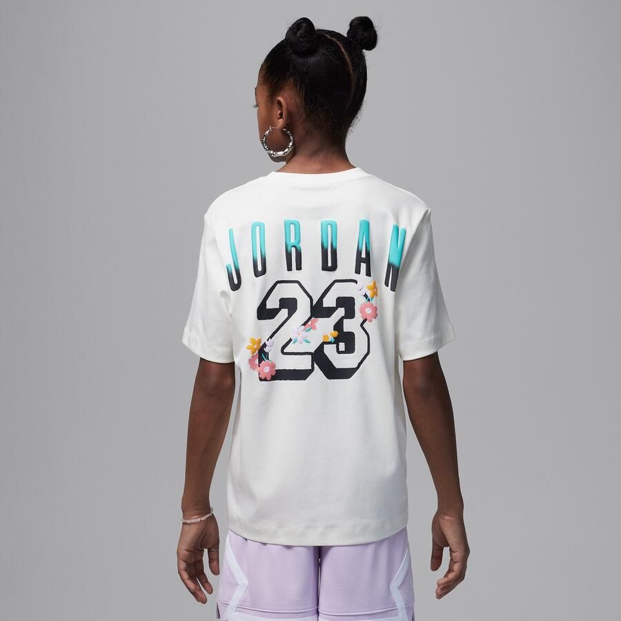 Jordan Summer Bloom oversized T-shirt voor kids Wit - Foto 4