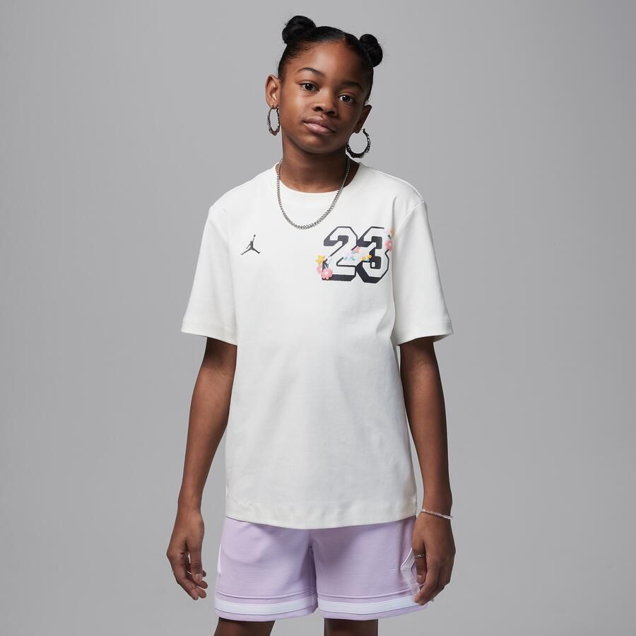 Jordan Summer Bloom oversized T-shirt voor kids Wit