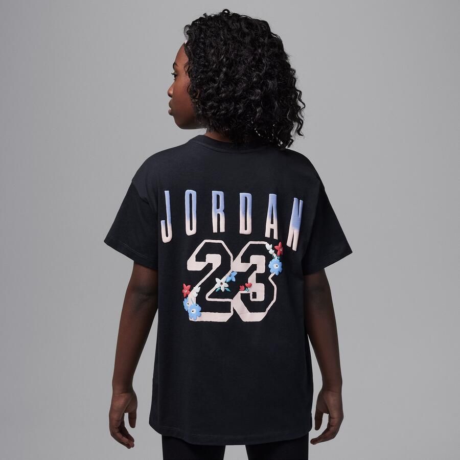 Jordan Summer Bloom oversized T-shirt voor kids Zwart