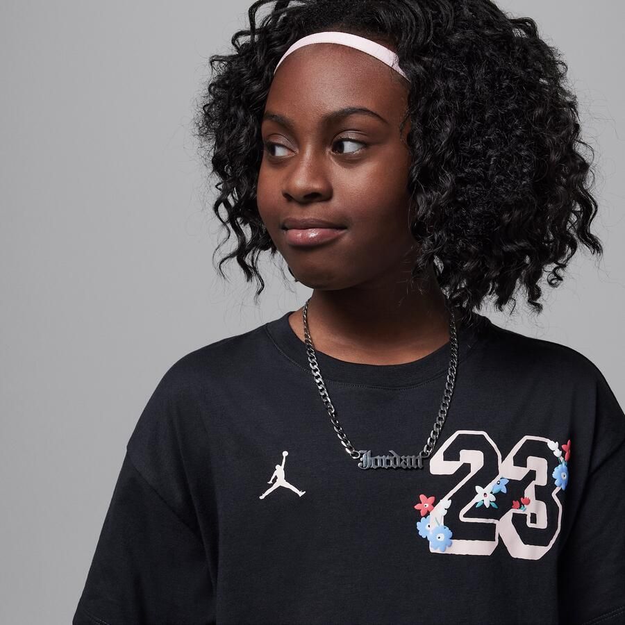 Jordan Summer Bloom oversized T-shirt voor kids Zwart - Foto 2