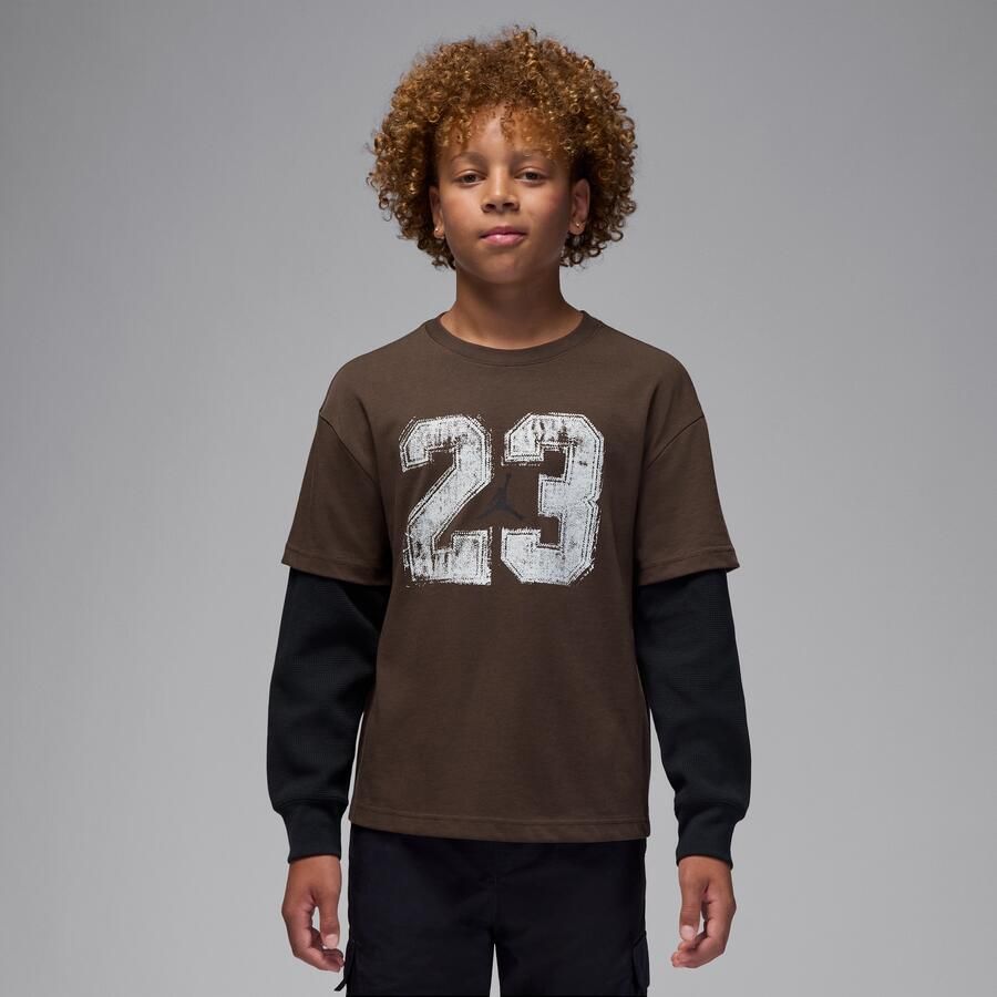 Jordan T-shirt met gelaagde look voor kids Bruin - Foto 4