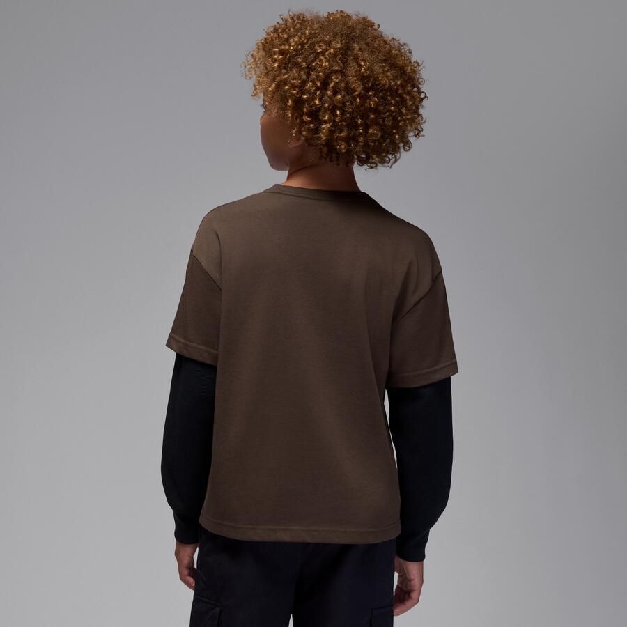 Jordan T-shirt met gelaagde look voor kids Bruin