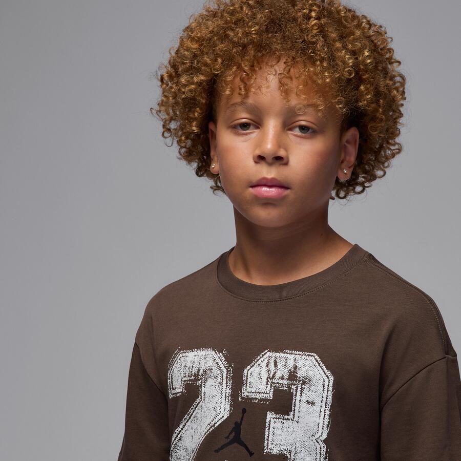 Jordan T-shirt met gelaagde look voor kids Bruin - Foto 2