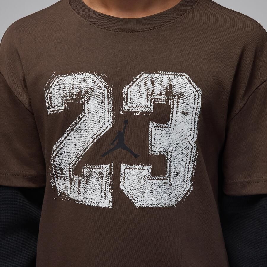 Jordan T-shirt met gelaagde look voor kids Bruin - Foto 3