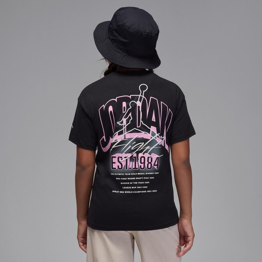 Jordan T-shirt met gestretchte graphic voor kids Zwart