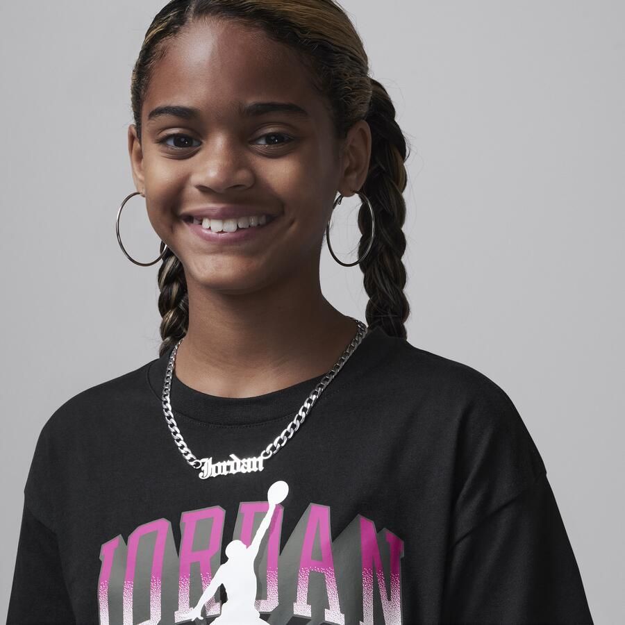 Jordan T-shirt met Push Through graphic voor kids Zwart