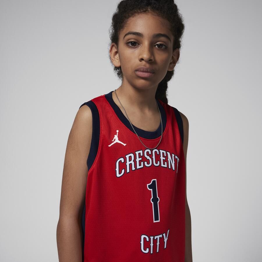 Jordan Zion Williamson New Orleans Pelicans 2023 24 Statement Edition Swingman NBA-jersey met Dri-FIT voor kids Rood