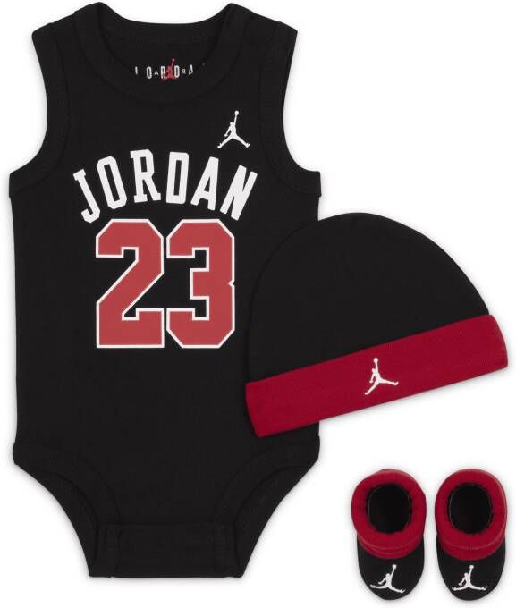 Jordan Jump Babyset met rompertje beanie en booties Zwart