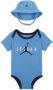Jordan Jump Bucket Hat and Bodysuit Set Rompertjesset voor baby's (0-6 maanden) Blauw - Thumbnail 1