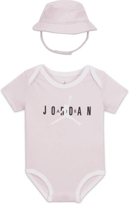Jordan Jump Bucket Hat and Bodysuit Set Rompertjesset voor baby's (0-6 maanden) Roze