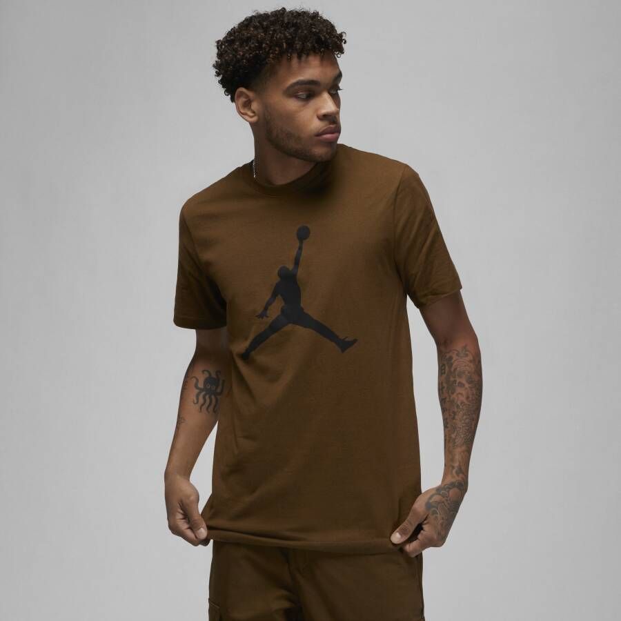 Jordan Jumpman Crew T-Shirt Licht Olijf Zwart Brown Dames