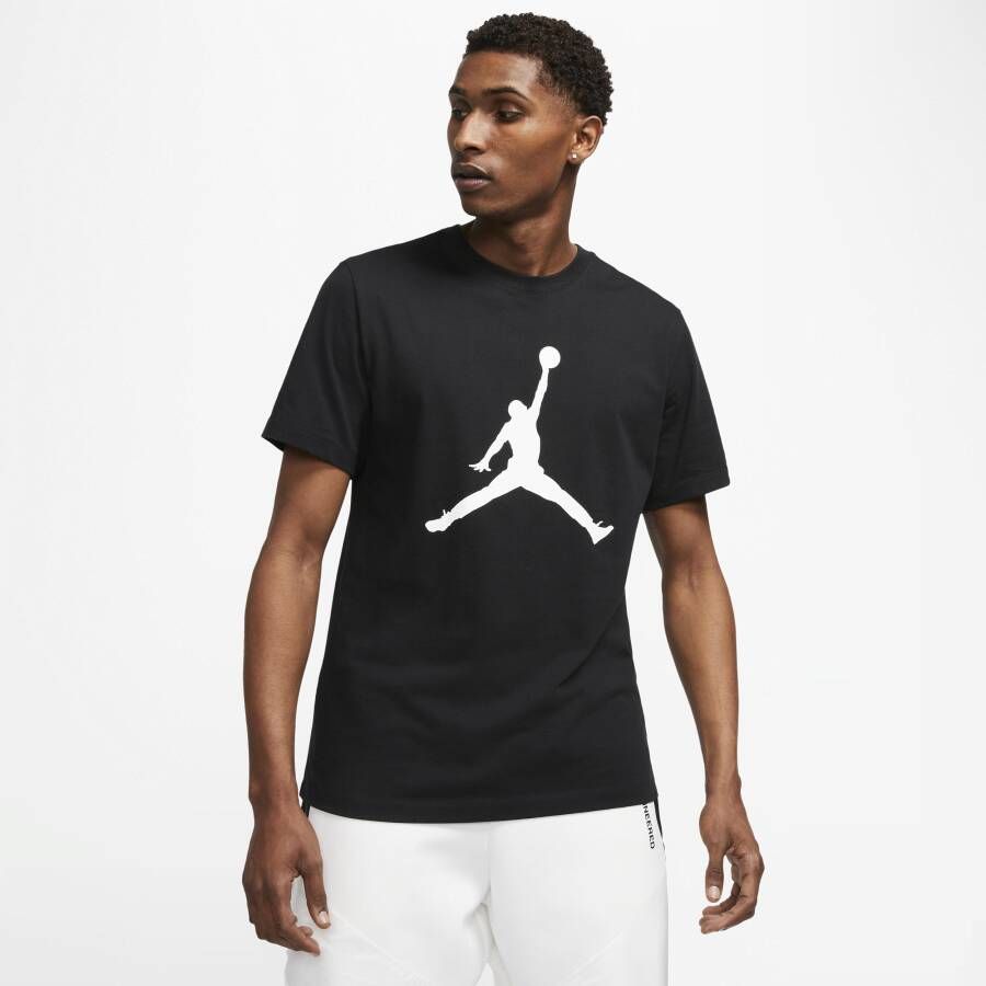 Jordan Zwart Print T-shirt voor Mannen Black Heren