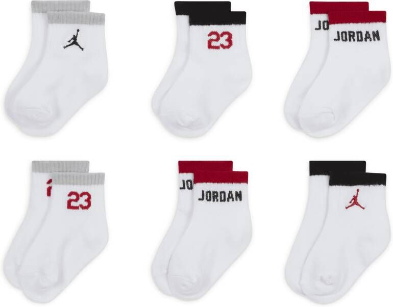 Jordan Legacy enkelsokken met anti-slip voor baby's (12-24 maanden 6 paar) Wit