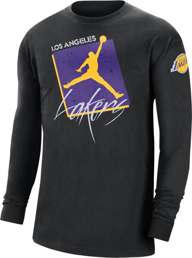 Jordan Los Angeles Lakers Courtside Statement Edition Max90 NBA-herenshirt met lange mouwen Zwart