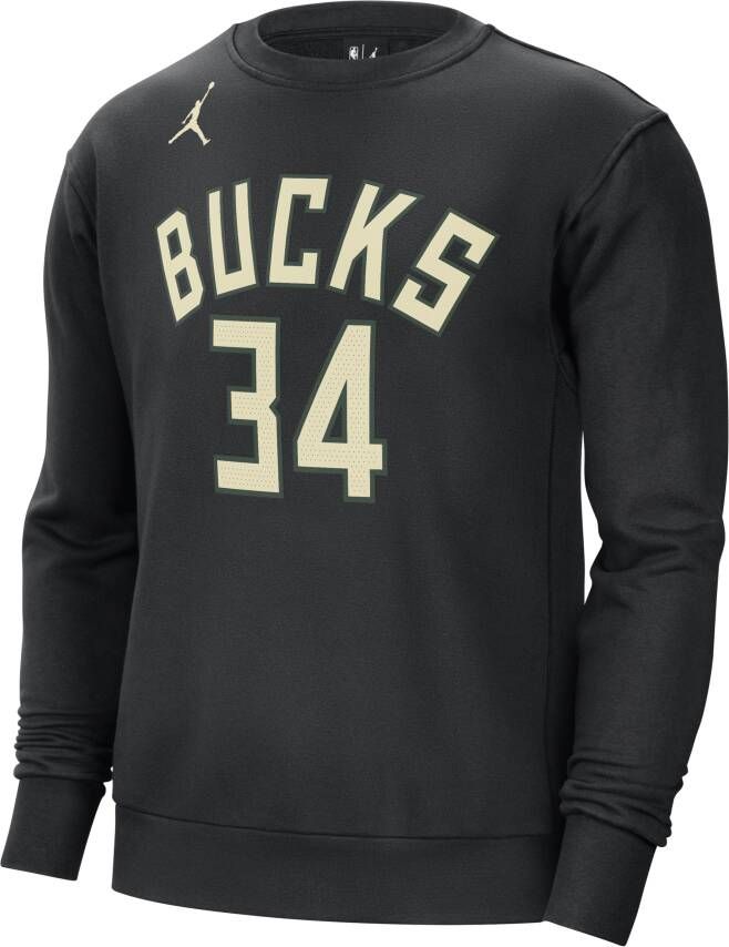 Jordan Milwaukee Bucks Courtside Statement Edition NBA-sweatshirt van fleece voor heren Zwart