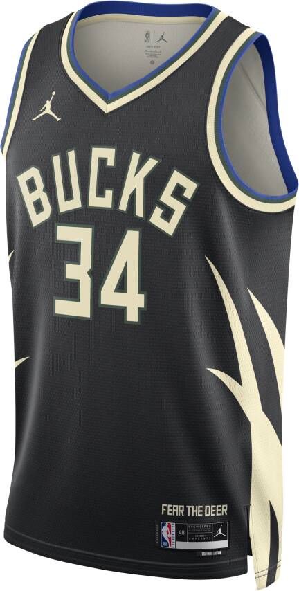 Jordan Milwaukee Bucks Statement Edition Swingman Dri-FIT NBA jersey voor heren Zwart