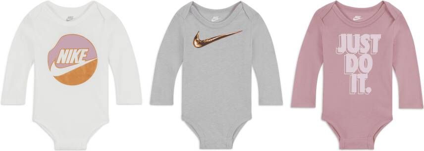 Nike 3-Pack Gifting Rompertje voor baby's (3-6 maanden) Grijs