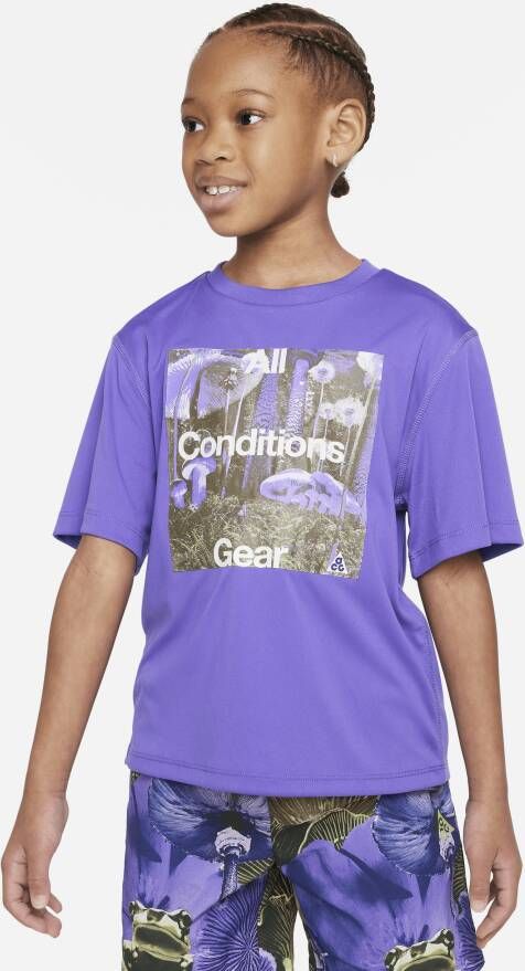Nike ACG Graphic Perfor ce Tee duurzaam UPF Dri-FIT T-shirt voor kleuters Paars